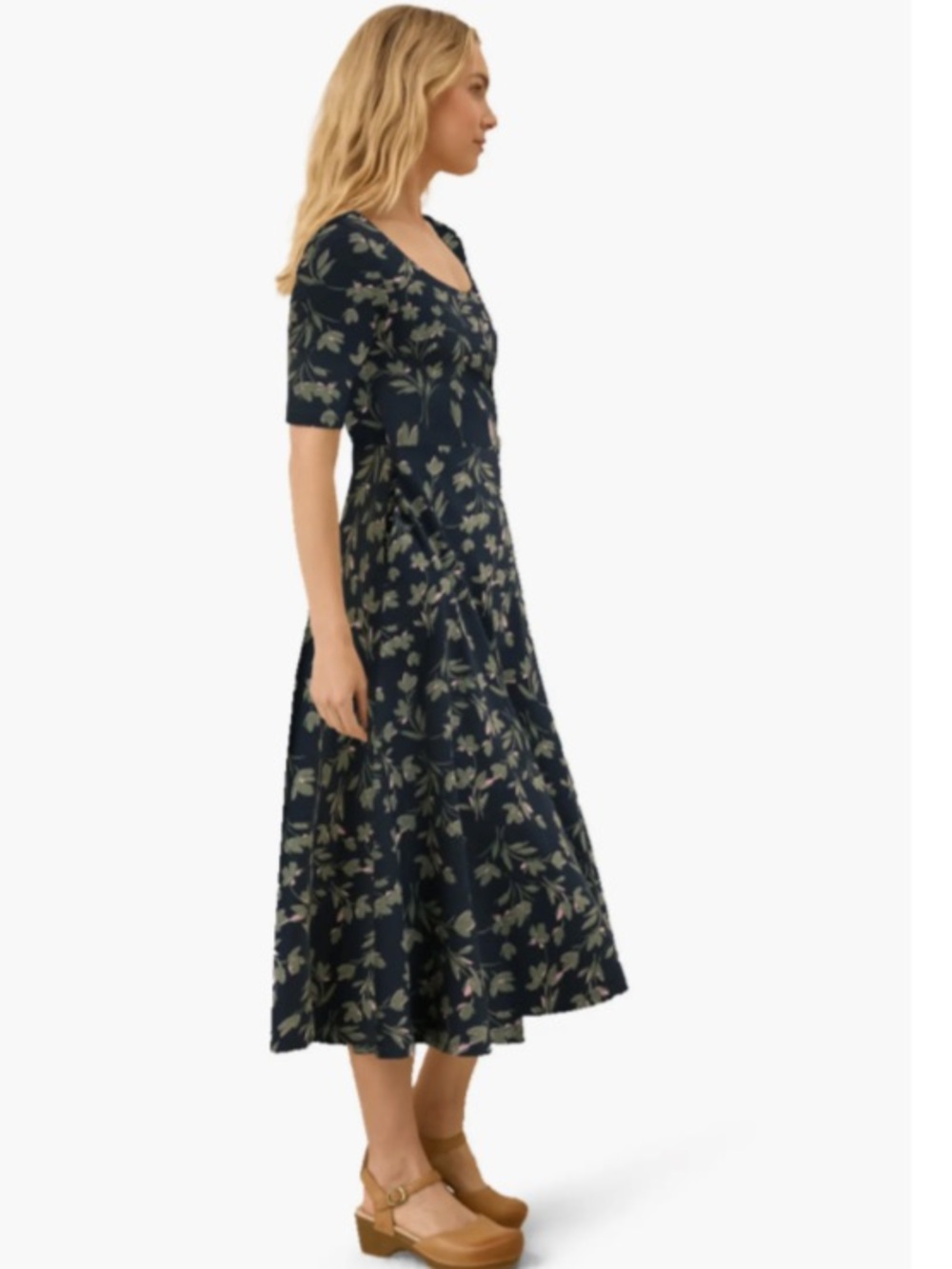 Pact Fit & Flare Signature Scoop Dress Organic Cotton Midi Dress Small